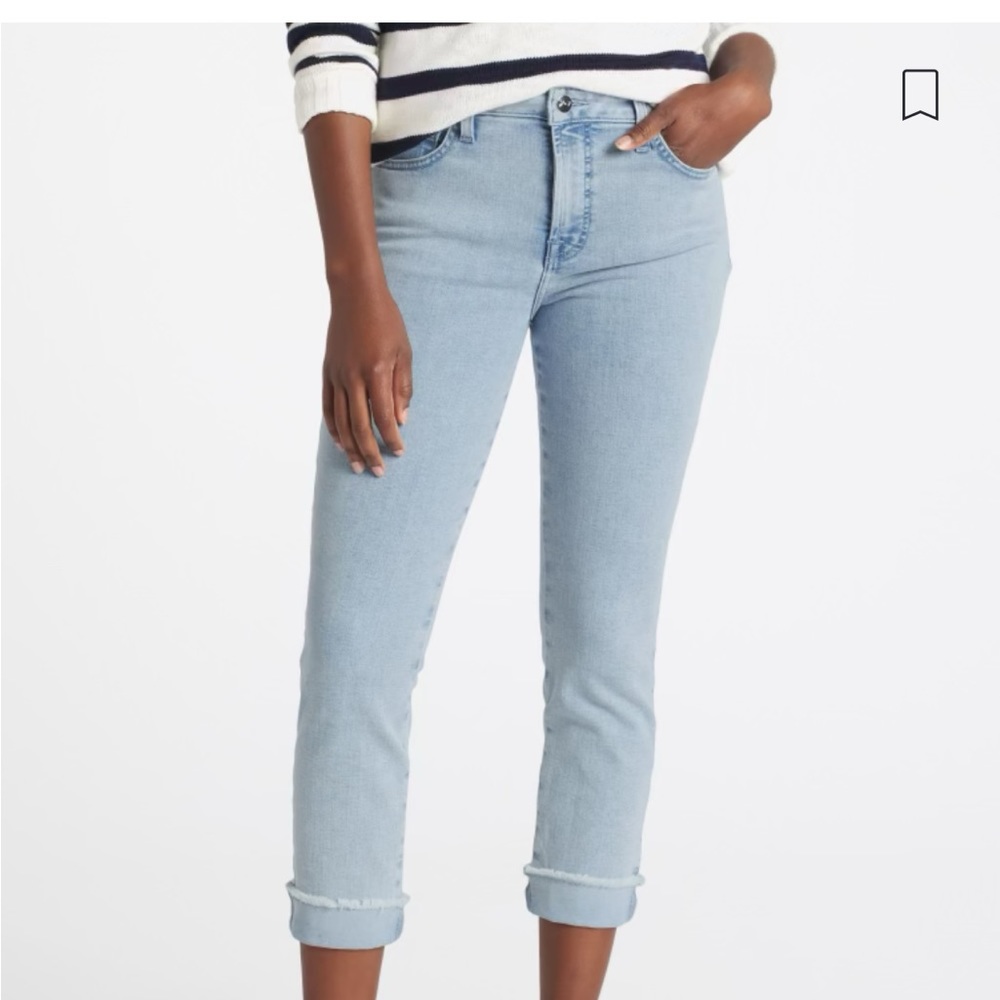 Jen7 by 7 for All Mankind Cropped Skinny Fray Hem and Cuff Jean